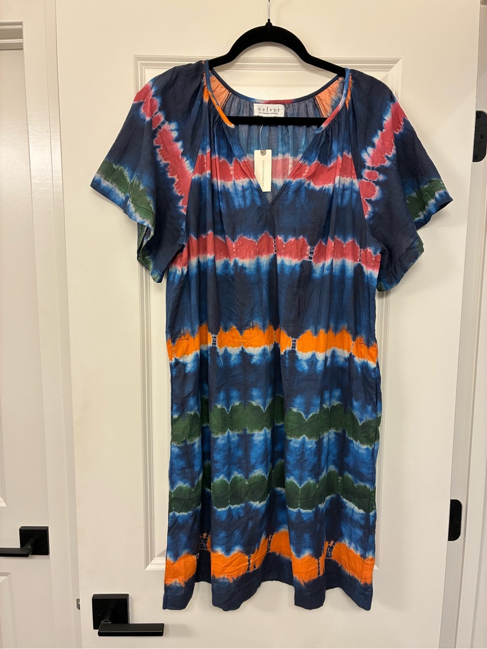 Velvet by Graham & Spencer Navy Tie-Dye Cotton Dress
